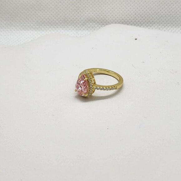 Brand New Sterling Silver 925 Pink Tear Drop Ring - Picture 5 of 5
